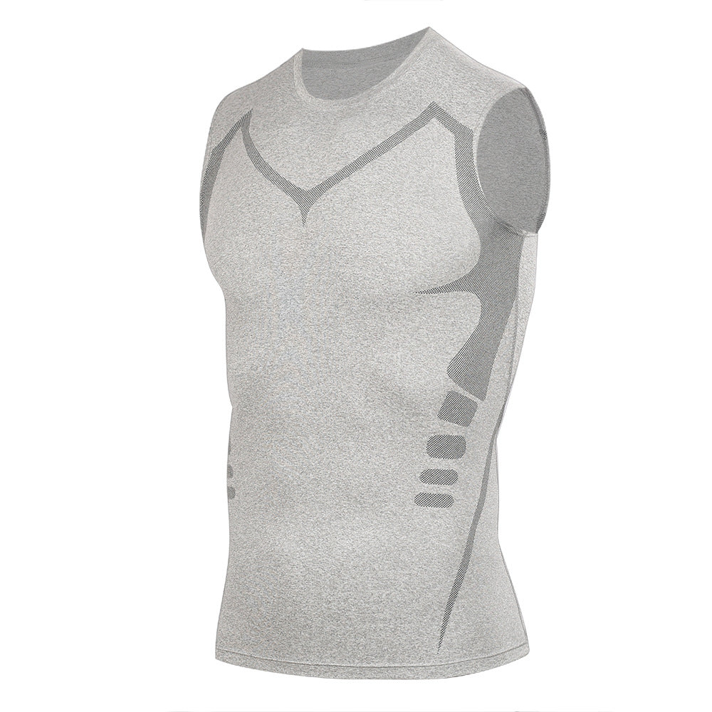FORMHALT CORE Tank – Kompressions-Tanktop für Herren in Grau, Frontansicht.