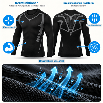 Kompressions-Langarmshirt für Herren – FORMHALT CORE Longsleeve mit 4-Wege-Stretch und dreidimensionaler Passform