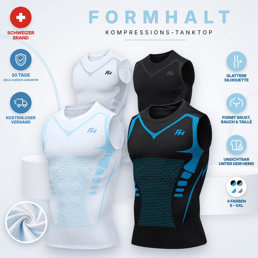 FORMHALT CORE Tank – Kompressions-Tanktop für Herren in Schwarz und Weiß, lässig und funktional.