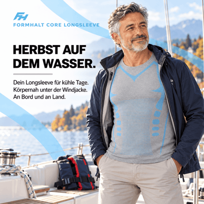 Kompressions-Langarmshirt für Herren von FORMHALT CORE, ideal für kühle Tage auf dem Wasser.
