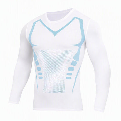 Kompressions-Langarmshirt für Herren – FORMHALT CORE Langarmshirt in Weiß mit atmungsaktiven Einsätzen.
