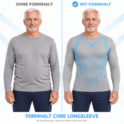 Kompressions-Langarmshirt für Herren im Vergleich: ohne FORMHALT und mit FORMHALT CORE Longsleeve.