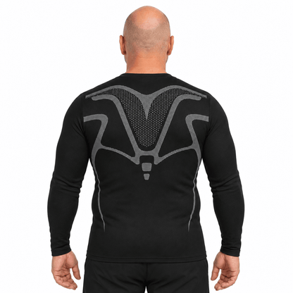 Kompressions-Langarmshirt für Herren von FORMHALT CORE, Rückansicht mit grafischem Design.