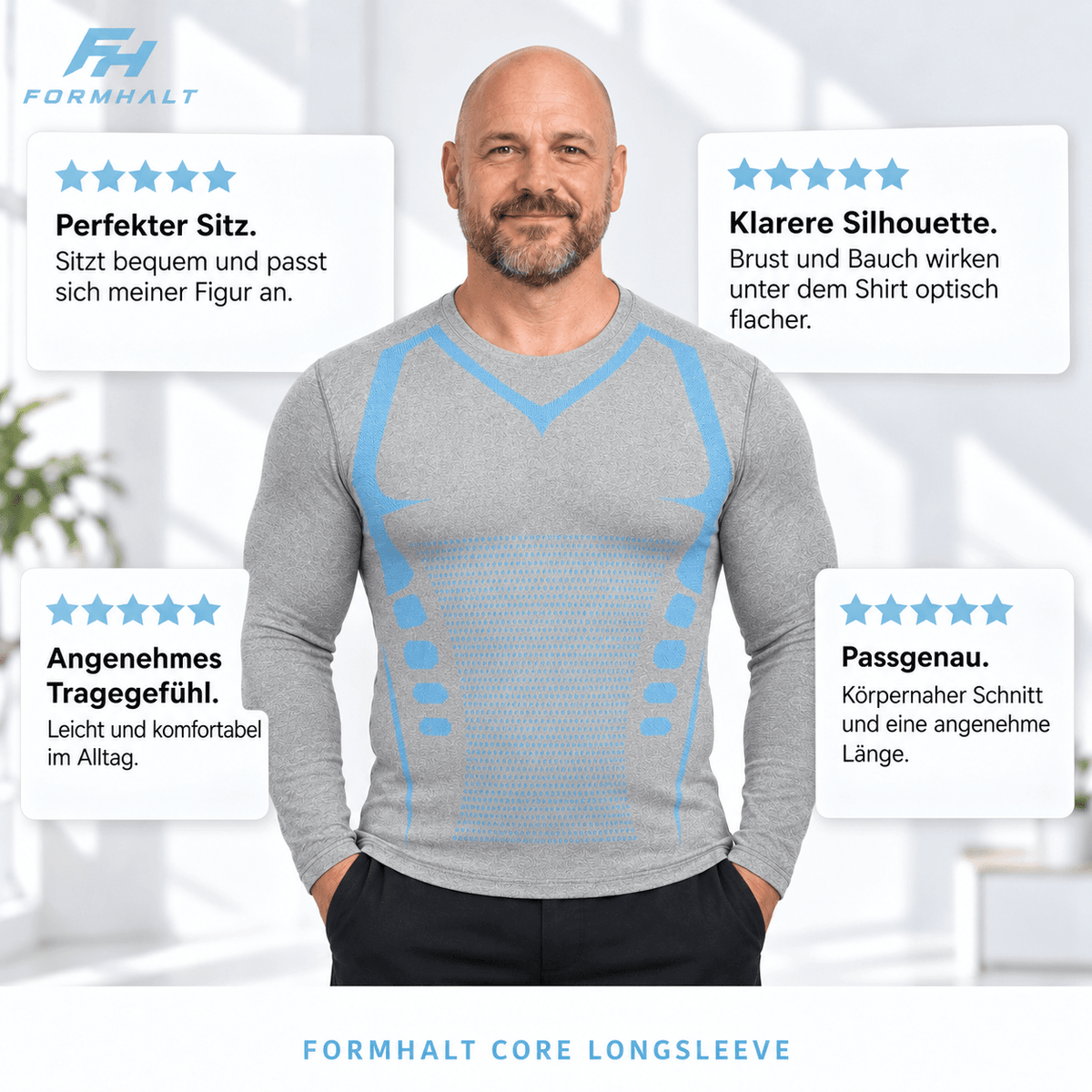 Kompressions-Langarmshirt für Herren - FORMHALT CORE Longsleeve mit perfektem Sitz und angenehmem Tragegefühl.