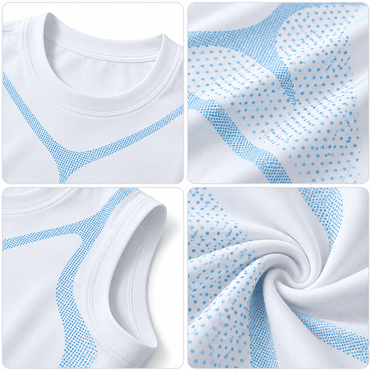 FORMHALT CORE Tank – Kompressions-Tanktop für Herren in Weiß mit dezenten blauen Akzenten und ärmellosem Design.