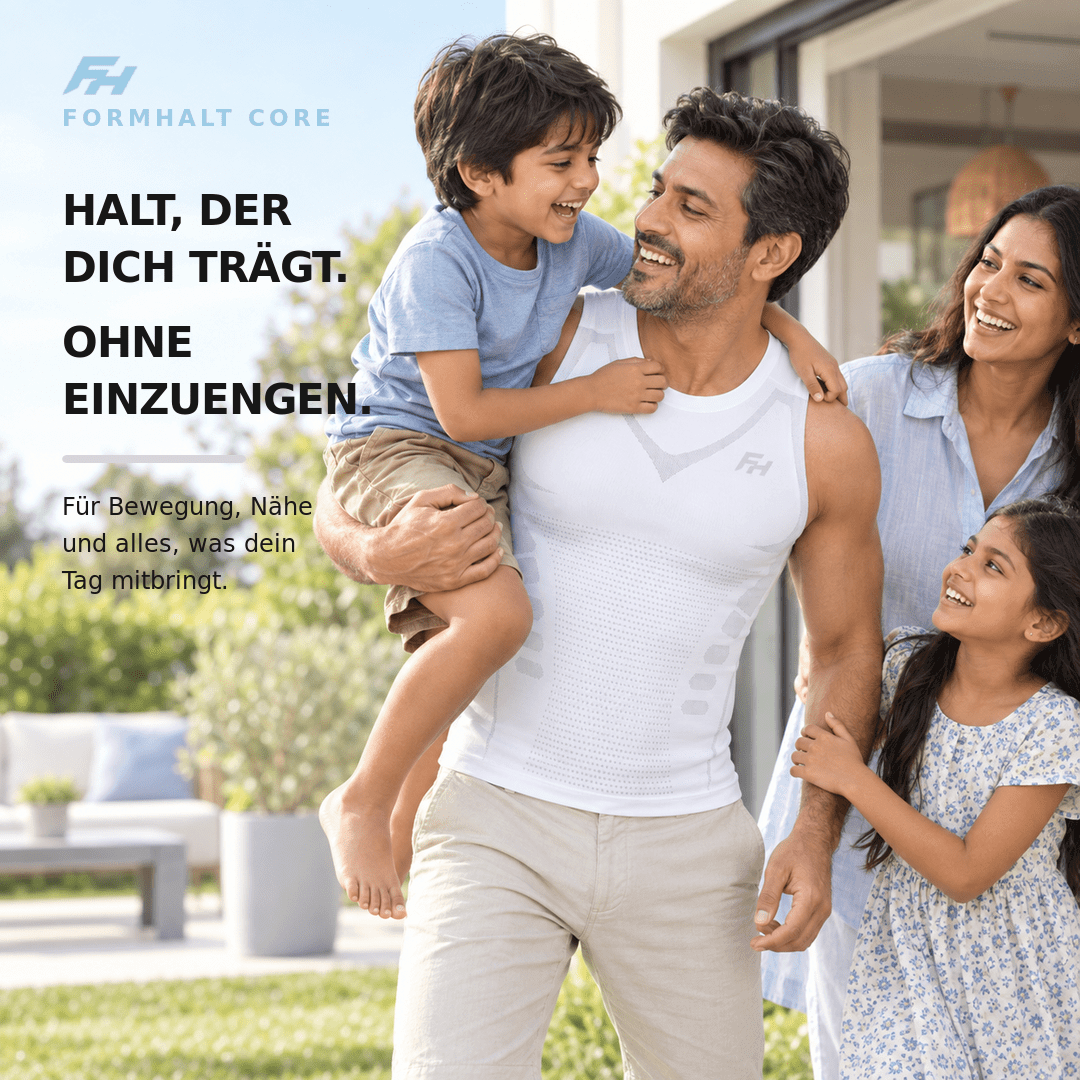 FORMHALT CORE Tank – Kompressions-Tanktop für Herren in einem Familienfoto im Freien.