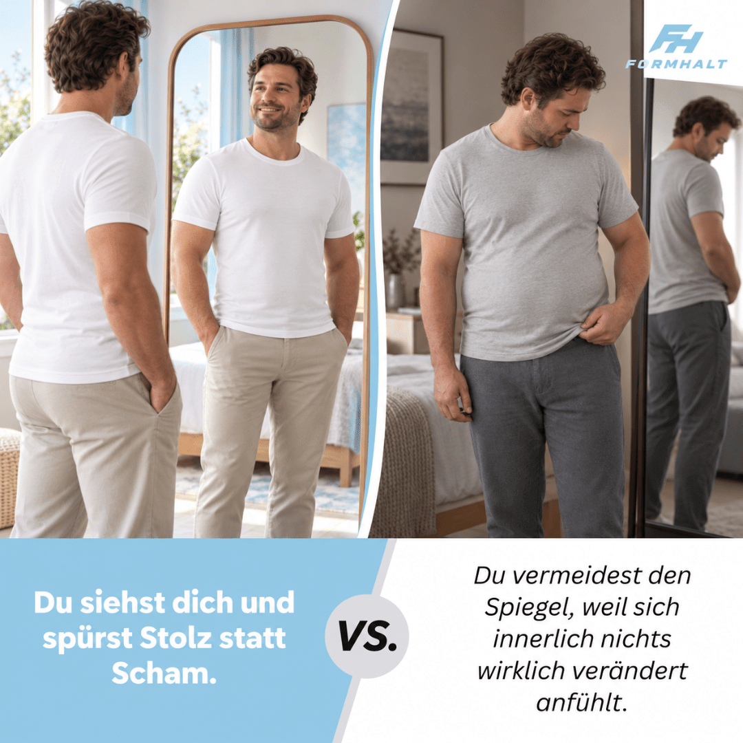 FORMHALT CORE Tank – Kompressions-Tanktop für Herren, Vorher-Nachher Vergleich von Kleidungseffekten und Selbstvertrauen.