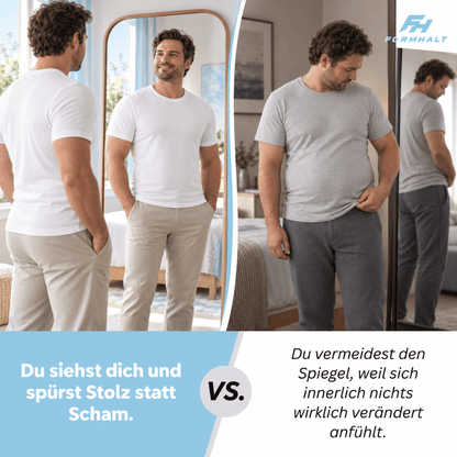 FORMHALT CORE Tank – Kompressions-Tanktop für Herren, Vorher-Nachher Vergleich von Kleidungseffekten und Selbstvertrauen.