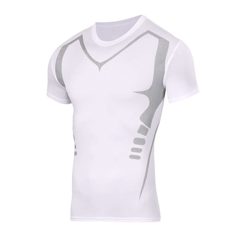 FORMHALT CORE Tee - Kompression T-Shirt für Herren in Weiß mit gezielten Strickzonen für eine glattere Silhouette.