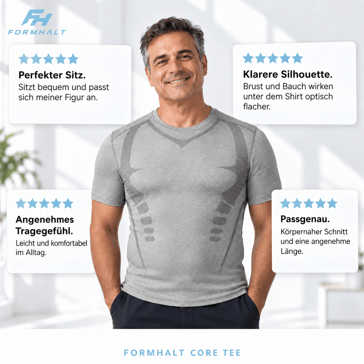 FORMHALT CORE Tee - Kompression T-Shirt für Herren mit perfekten Sitz und klarerer Silhouette.