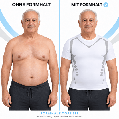 Vorher-Nachher Vergleich: FORMHALT CORE Tee - Kompression T-Shirt für Herren zeigt den optischen Effekt des Shirts.